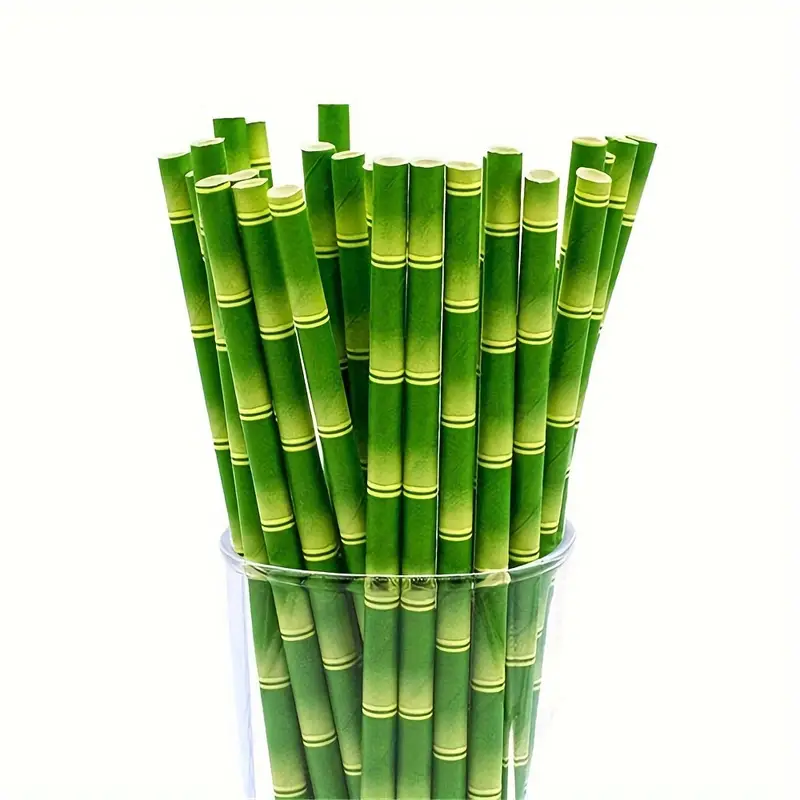 Batch Green Bamboo Straws, Drinking Straws, Hawwaii Theme Party